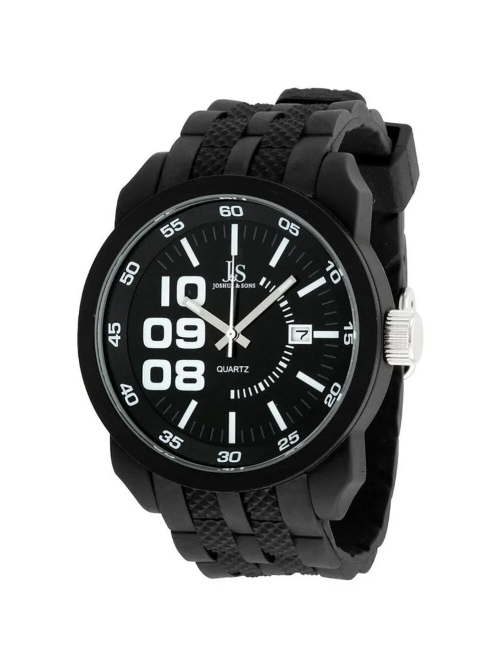 NWT Joshua And Sons Joshua & Sons Black Dial Black Silicone Men's Watch